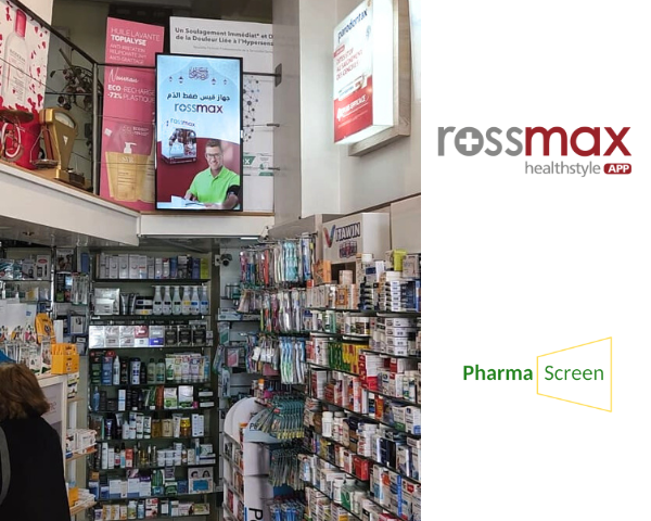 Pharmascreen et Rossmax. campagne publicitaire en pharmacie Pharmascreen et Rossmax. campagne publicitaire en pharmacie